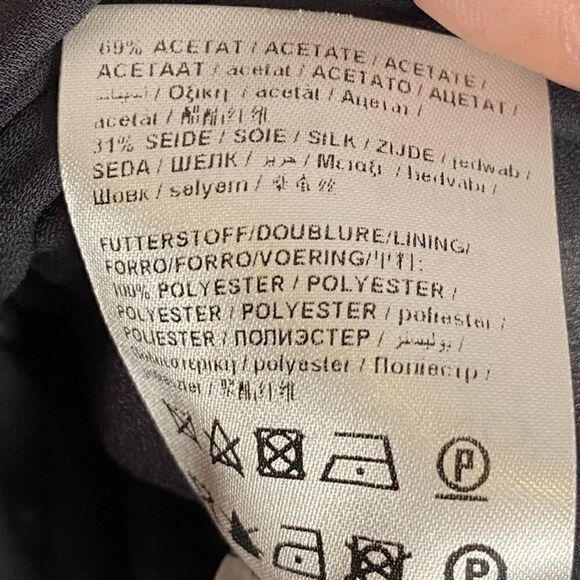 Luisa Cerano Navy Blue Draped Boat Neck Silk Blend Midi Dress - Picture 9 of 9